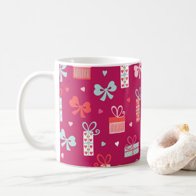 Valentinstag schenkt Bows Herz rosa rote Liebe Tasse (Mit Donut)
