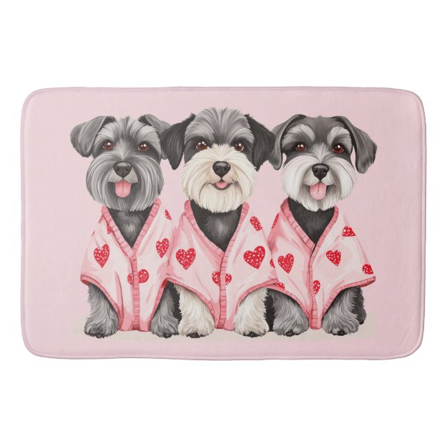 Valentinstag Schnauzer Hunde Badematte (Vorderseite)