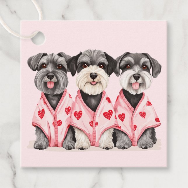 Valentinstag Schnauzer Hunde Geschenkanhänger (Vorderseite)