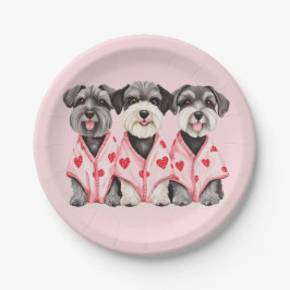 Valentinstag Schnauzer Hunde Pappteller