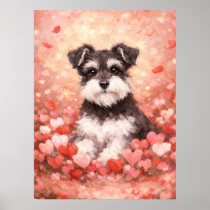 Valentinstag Schnauzer mit Herzen Poster