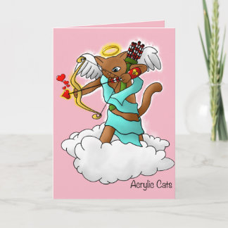 Valentinstag Schokolade Brown Cupid Cat Feiertagskarte