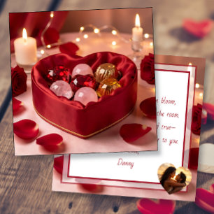 Valentinstag-Schokolade, Gedicht und Foto-Vorlage Karte