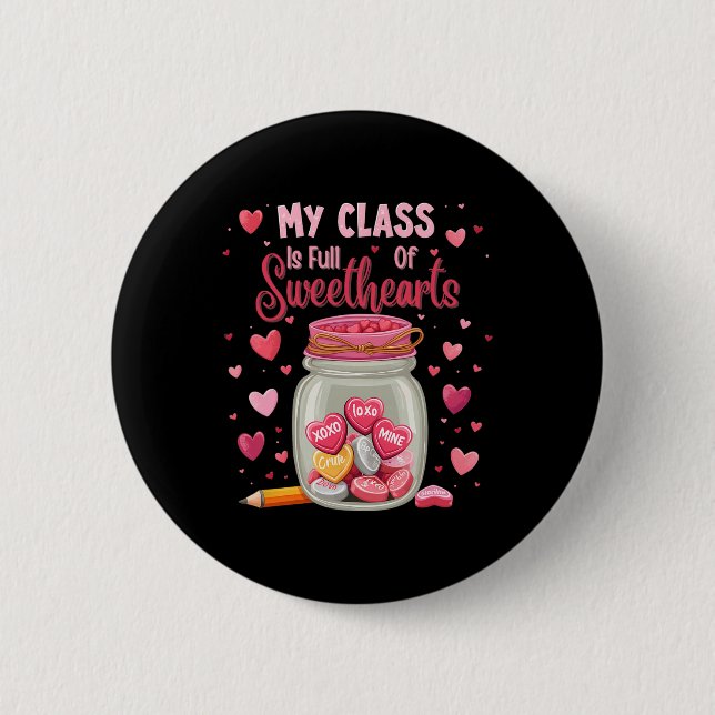 Valentinstag-Schokoladen-Glas-Lehrer Button (Vorderseite)