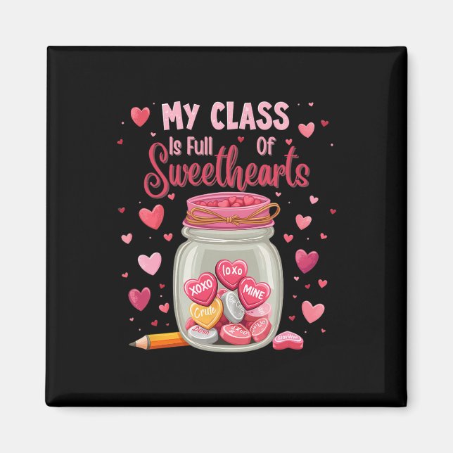Valentinstag-Schokoladen-Glas-Lehrer Magnet (Vorne)