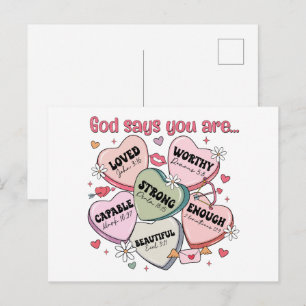 Valentinstag-Schokoladenherzen Christlich Postkarte