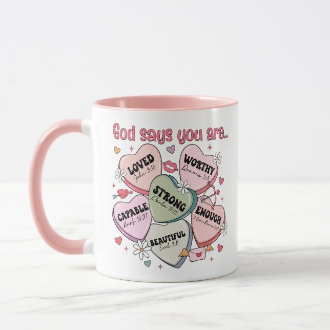  Valentinstag-Schokoladenherzen Christlich  Tasse (Links)