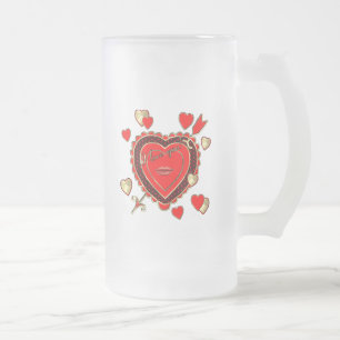 Valentinstag-schöne Herzen und Pfeil Mattglas Bierglas