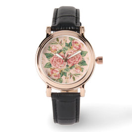 Valentinstag, schöne rosa Rosen Blumen Armbanduhr