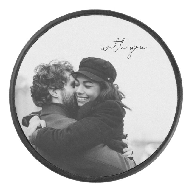 Valentinstag Schwarz-Weiß Eishockey Puck (Vorderseite)