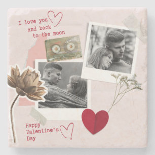 Valentinstag Schwarz-Weiß-Foto von Paaren Steinuntersetzer