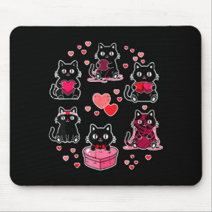 Valentinstag Schwarze Katzen Herz Garn Kätzchen Mä Mousepad