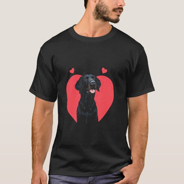 Valentinstag Schwarzer Hund Herz T-Shirt (Vorderseite)