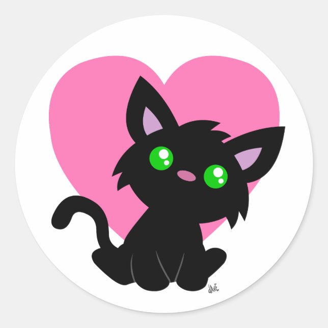 Valentinstag Schwarzer Kitty Sticker (Vorderseite)