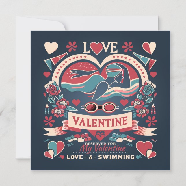 Valentinstag Schwimmen Liebe Geschenk Feiertagskarte (Vorderseite)