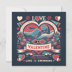 Valentinstag Schwimmen Liebe Geschenk Feiertagskarte