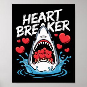 Valentinstag Shark Heart Breaker Jungs Kinder Poster