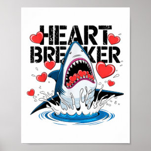 Valentinstag Shark Heart Breakfast Funny Boys Kind Poster