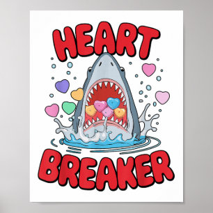 Valentinstag Shark Heart Breakfast Funny Boys Kind Poster