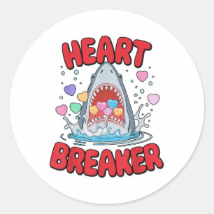 Valentinstag Shark Heart Breakfast Funny Boys Kind Runder Aufkleber
