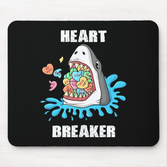 Valentinstag Shark Heart Breakfast Jungs Kinder Mousepad (Vorne)