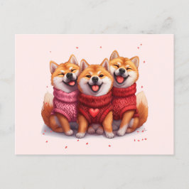 Valentinstag Shiba Inu Hunde Postkarte