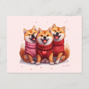 Valentinstag Shiba Inu Hunde Postkarte
