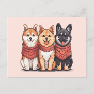 Valentinstag Shiba Inu Hunde Postkarte