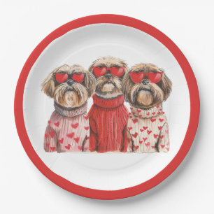 Valentinstag Shih Tzu Dogs Pappteller