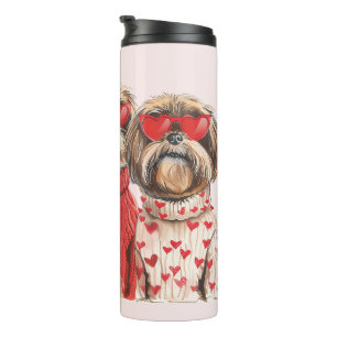 Valentinstag Shih Tzu Dogs Thermosbecher