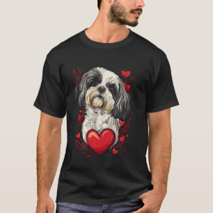 Valentinstag-Shih-Tzu-Hund-Vektor T-Shirt