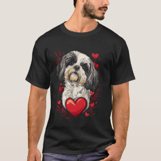 Valentinstag-Shih-Tzu-Hund-Vektor T-Shirt