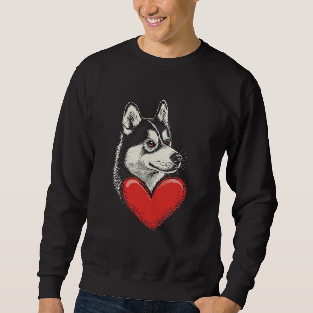 Valentinstag Siberian Husky Sweatshirt (Vorderseite)