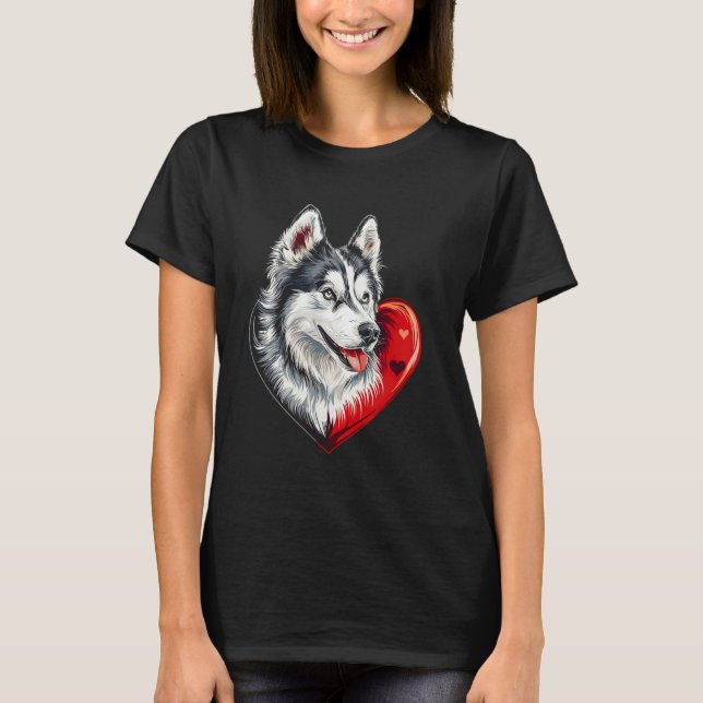 Valentinstag sibirischer Husky T-Shirt (Vorderseite)
