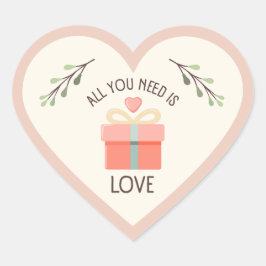 Valentinstag - Sie brauchen nur Liebe Herz-Aufkleber