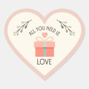 Valentinstag - Sie brauchen nur Liebe Herz-Aufkleber