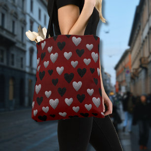 Valentinstag Silber Schwarzes Glitter-Herzen auf B
