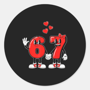 Valentinstag Six Seven Hearts 6 7 Meme Gen Alph Runder Aufkleber