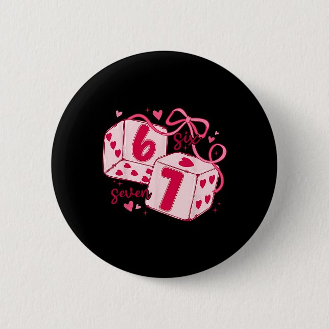 Valentinstag Six Seven Niedliche Würfel Herzen Kok Button (Vorderseite)