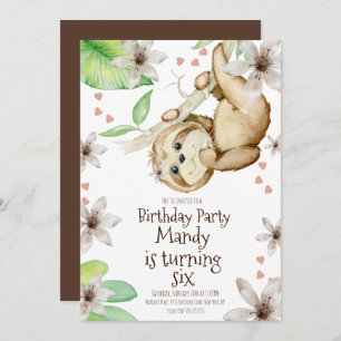Valentinstag Sloth Floral Geburtstag Einladung
