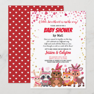 Valentinstag Sloth Girl Babydusche per Mail Pink Einladung