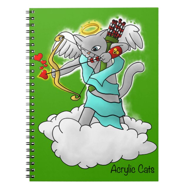 Valentinstag Smokey Gray Cupid Cat Notizblock (Vorderseite)