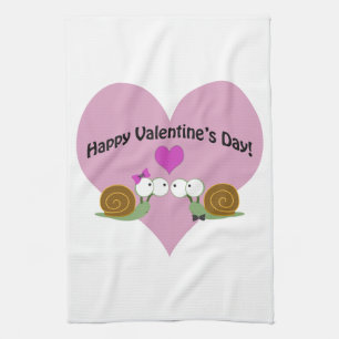 Valentinstag Snails Geschirrtuch