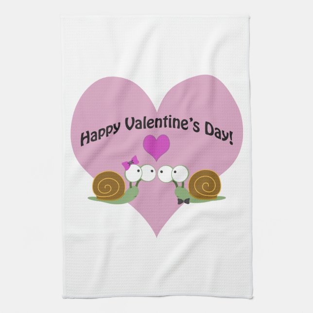 Valentinstag Snails Geschirrtuch (Vertikal)