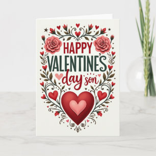 Valentinstag-Sohn-Blumenherzen-Karte Karte