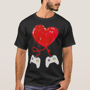 Valentinstag-Spielcontroller-Herz Lustiges Geschen T-Shirt