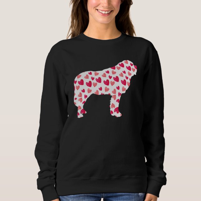 Valentinstag St Bernard Hearts Welpe Dog Lover Sweatshirt (Vorderseite)