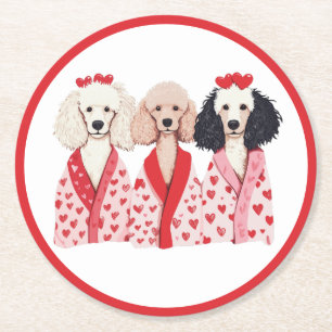 Valentinstag Standard Poodle Hunde Runder Pappuntersetzer