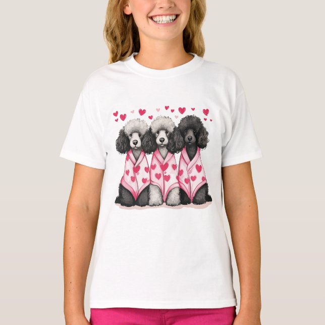 Valentinstag Standard Poodle Hunde T-Shirt (Vorderseite)