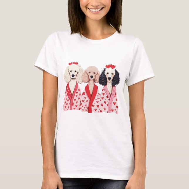 Valentinstag Standard Poodle Hunde T-Shirt (Vorderseite)